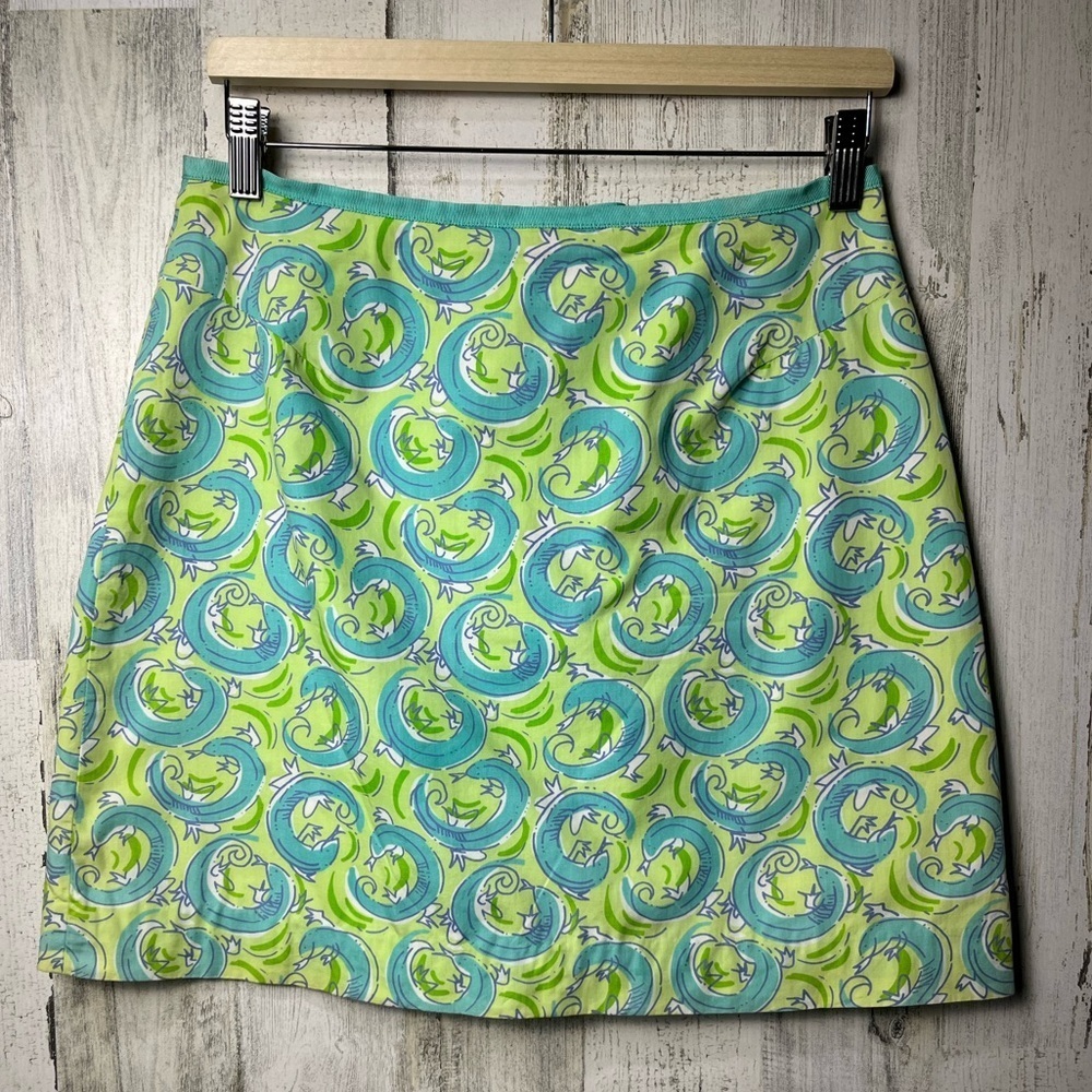 Lilly Pulitzer Skirt 6 Women's Vintage Leapin' Lizard Print Mini Green
